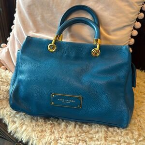 Marc Jacobs *French Blue* Soft Leather Top Handle Handbag with Strap EUC